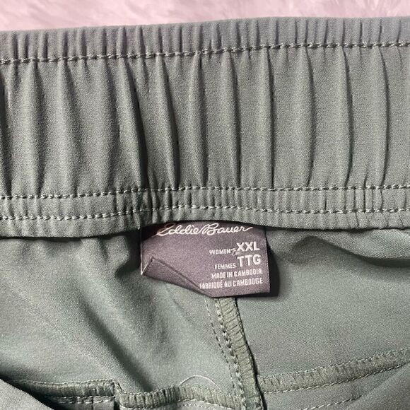 Eddie Bauer Womens Slim Ankle Hiking Traveler Pants Sz XXL Green Stretch Lightwe - Picture 4 of 11